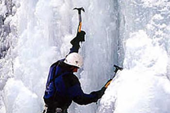 Ice climbing in Alaska.