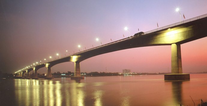 The Friendship Bridge to Vientiane, Laos.