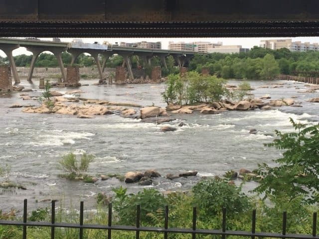 The James River rapids, which flow through downtown Richmond, Virginia. Max Hartshorne photos.