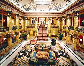 The impressive lobby of the Jefferson Hotel in Richmond VA.