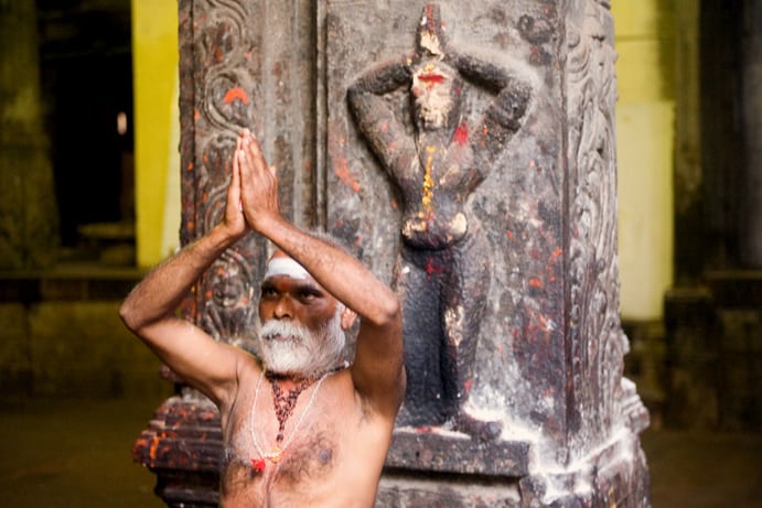 An Indian Sadhu performing a ritual in India. Claude Renault photo. Sadhus