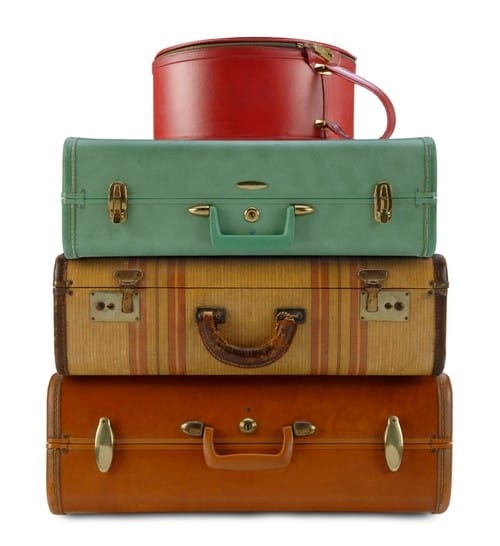 Old fashioned suitcases from the 1940s.