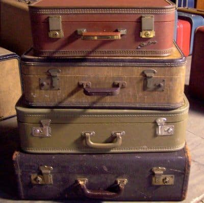 Vintage Old Classic Travel Leather Suitcases Circa 1940s Travel