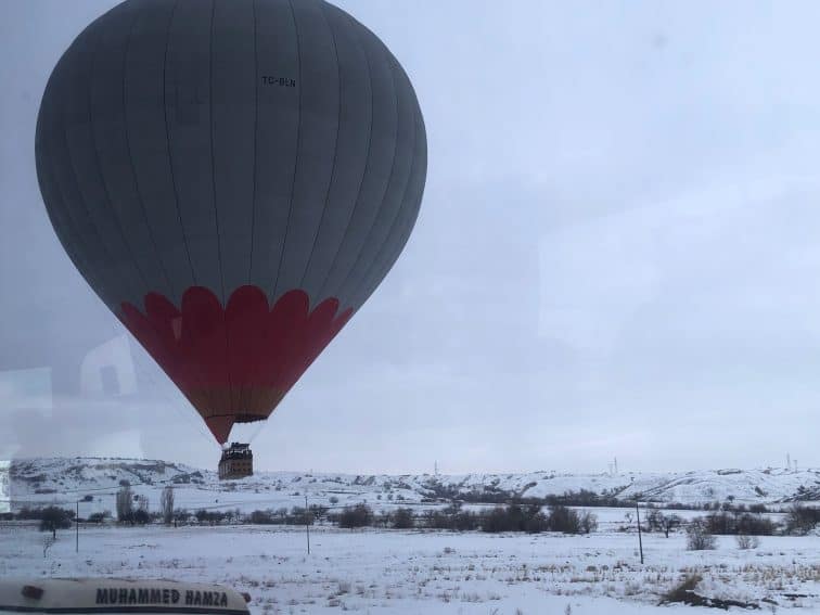 One of the hundreds of hot air balloons that take off nearly every day in Goreme, Cappadocia Turkey. Max Hartshorne photos.