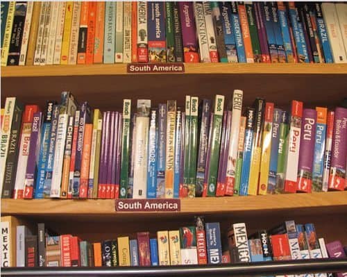 Guidebooks at the Travel Bug cafe and bookstore, Santa Fe New Mexico.