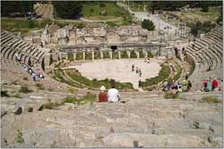 The author saw a German tourist give an impromptu performance at the Great Theater in Ephesus.