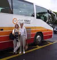 The author (shown with her mother Georgia Kehr) opted to leave the driving to the CIE tourbus drivers.