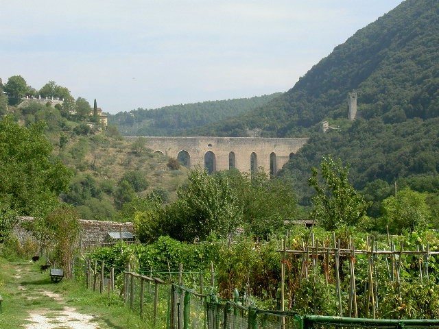 A distant ancient aqueduct, seen from near our rented house in Le Marche.