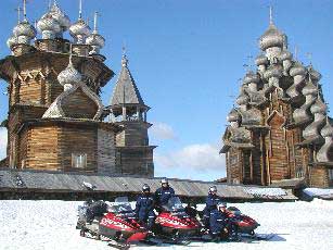 Snowmobiles in Kizhi - photos courtesy of North West Travel 