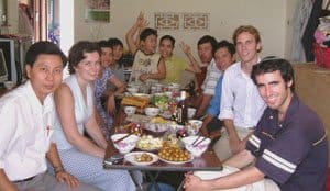 Volunteers and locals in Vietnam.