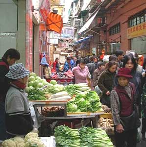 A market in the old section of Macau