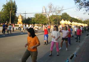 Thais love mass aerobics. Visit any city park in the early evening and you will see large groups of people doing aerobics.