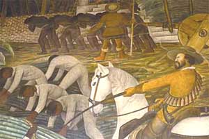 Detail of a mural by Diego Rivera