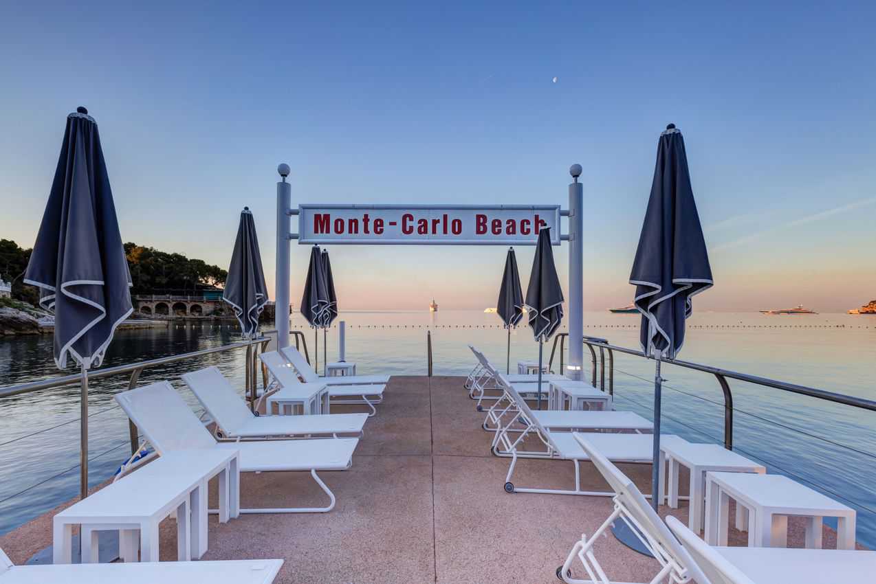 The beach in Monte Carlo, Société des Bains de Mer.