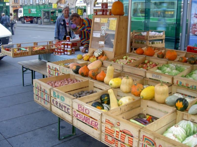 The farmers market in Graz is open at 7 am every day.