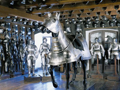 The armaments museum in Graz, Austria features armored horses and thousands of other weapons from the olden days.