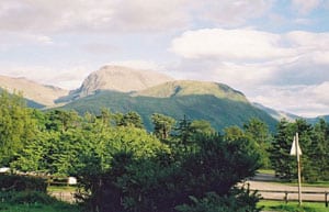 The view of Ben Nevis from the hostel