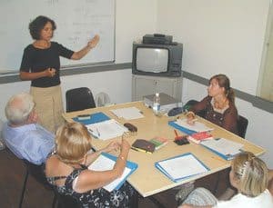 Learning Italian at the Koine Center in Florence, Italy.