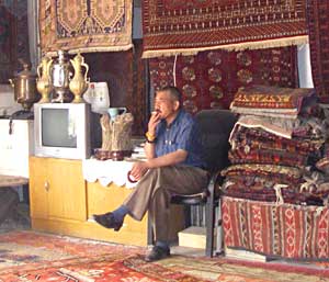 A rug dealer in Kashgar - photos by Valerie Sartor