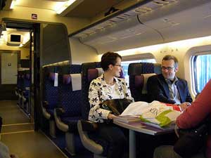 Aboard Sweden's X-2000 train. Kent St. John photos.