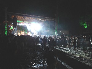 The muddy center of it all. The music never stopped, and the rain was unending.