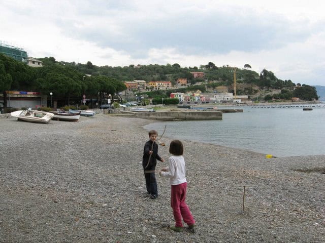 Kids enjoy playing on the beach in Portovenere, Italy, on the Ligurian coast. photos by Alexandra Regan.