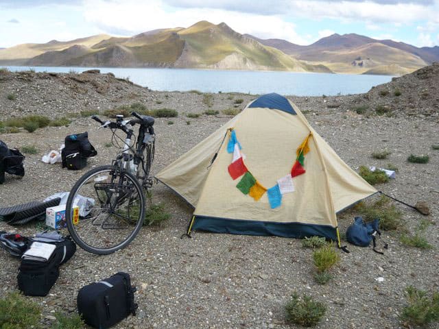 Camp at Yamdrok Lake.