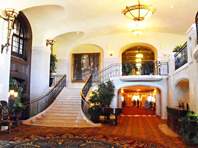 The elegant interior of the historic Fairmont Banff Springs Hotel
