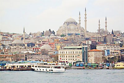 Istanbul skyline from the ferry to the Princes' Islands, near Istanbul.