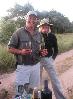 Enjoying a sundowner during the evening safari