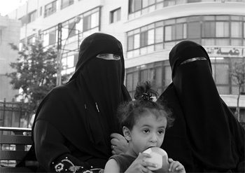 Women in Jordan wearing the burka.
