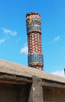 Whimsical chimney at the Moravian Tile Works