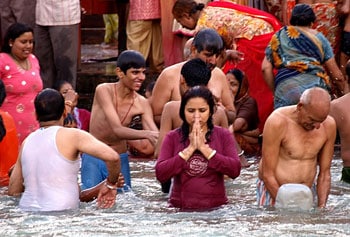 Praying in the Ganges