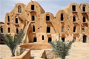 Ancient mud buildings in Tunisia.