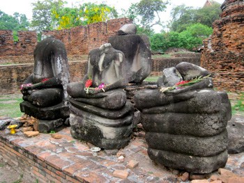 The beheaded statues are a sad reminder of the Burmese attack that took place in 1776 at Ayutthaya.