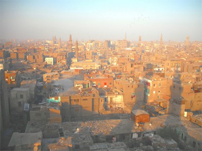 The haze of Cairo's skyline.