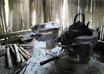 The kitchen area inside of a typical Lisu Hill Tribe home