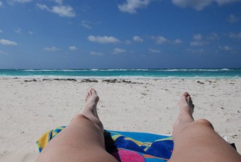 Me busy relaxing on my beach in Cayo Largo, Cuba. Photos by Jennifer Wattam Klit