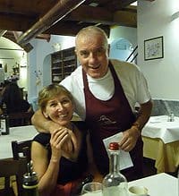Cindy Bigras with a chef in Florence, Italy.