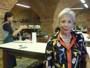  Laura Gori, General Manager of La Scuola del Cuoio, the leatherworking school. in Florence.