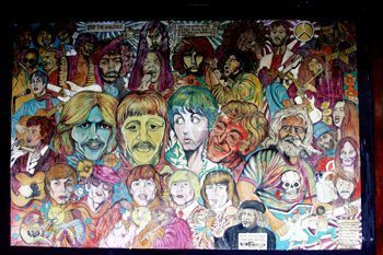 Mural in Greenwich Village depicting great musicians of the '60s.