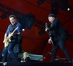 Bruce Springsteen and Stevie Van Zandt at Roskilde, Denmark.