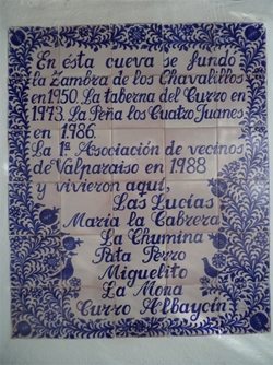 Plaque inside the cave in Andalusia Spain