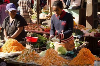 Colourful and crafted fruit and veg stall