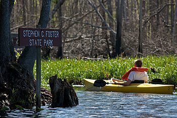 Kayaking in Stephen Foster State Park, Georgia.