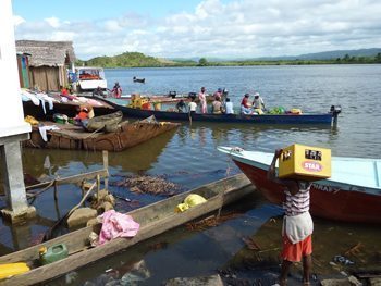 Loading wares at the port town of Soanierana-Ivongo.