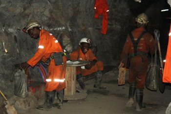 A tea break in the mine in Ghana.