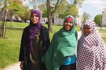 Somali girls in a park in Lewiston, Maine. photos by Max Hartshorne