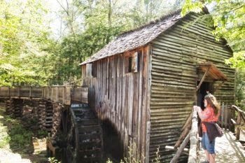 A working mill produces cornmeal for tourist in the Great Smoky Mountains National Park, in Eastern Tennessee. Max Hartshorne photos.