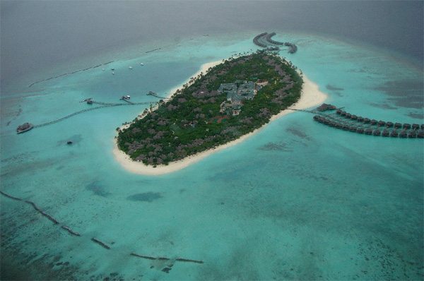 Maldive island from the air.